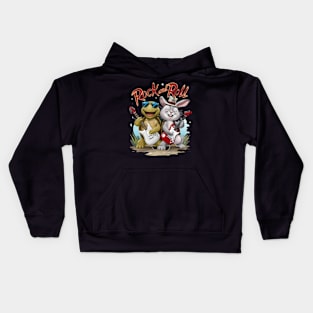 Rock And Roll Rabbit and Tortoise Jam Session Kids Hoodie